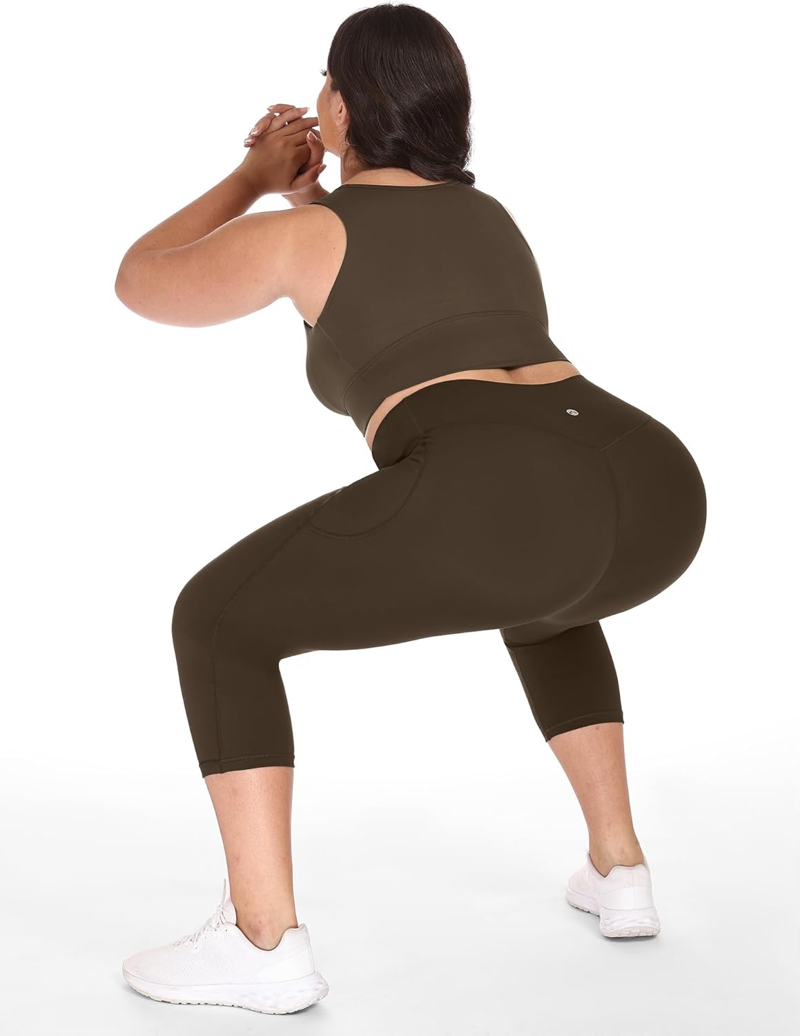image:imageHeathyoga XL6XL Plus Size Capri Leggings for Women with Pockets Tummy Control Capri Yoga Pants High Waisted LeggingsEspresso
