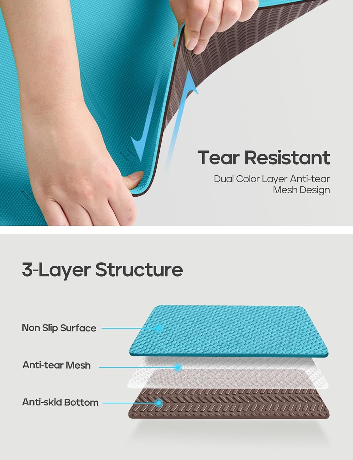 image:imageHeathyoga Yoga Mat Non Slip TPE Pilates Exercise Mats for Home Workout Gym Fitness Eco Friendly Thick Hot Yoga Mat with Strap Body Alignment72x 26 Thickness 14Turquoise