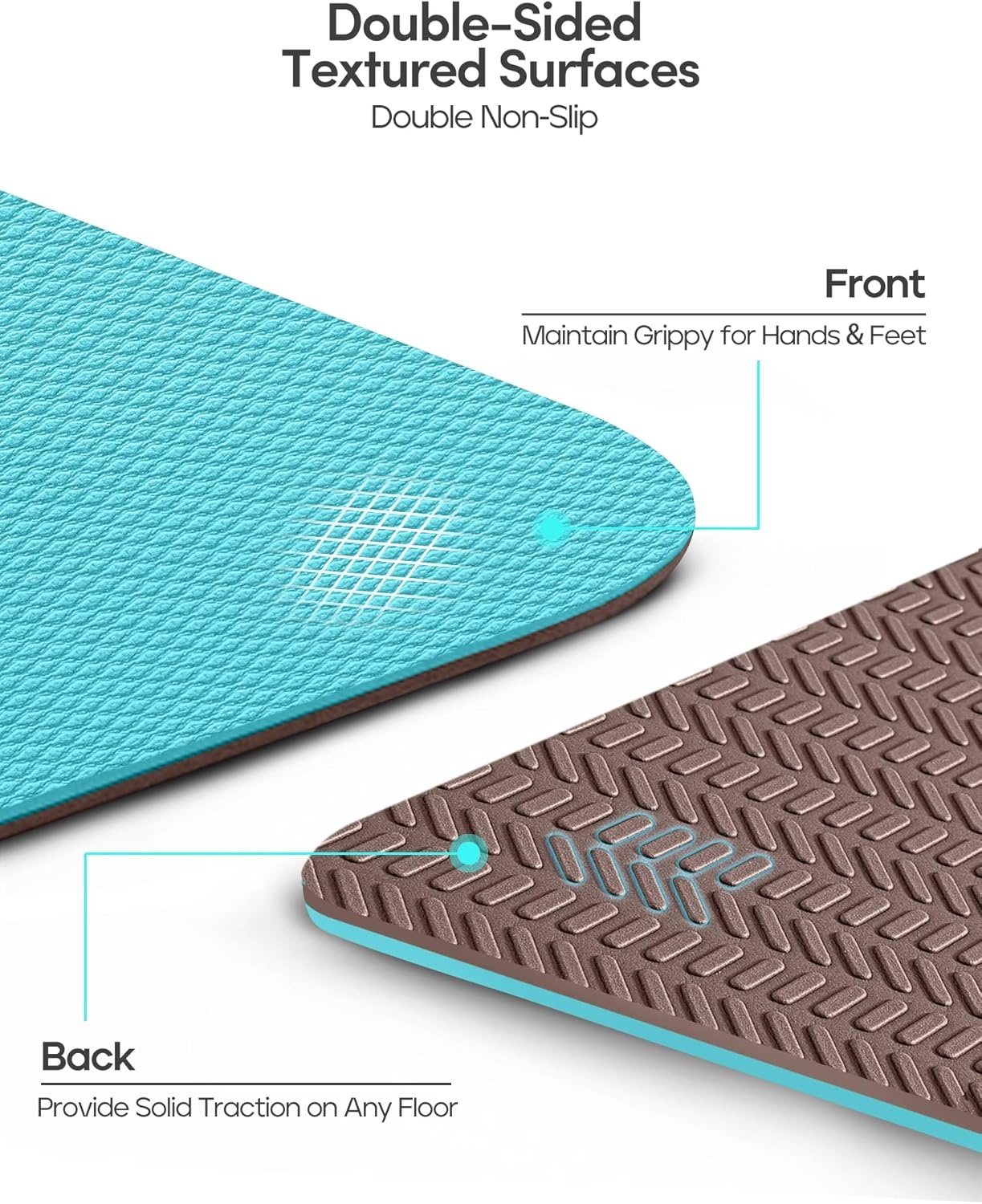 image:imageHeathyoga Yoga Mat Non Slip TPE Pilates Exercise Mats for Home Workout Gym Fitness Eco Friendly Thick Hot Yoga Mat with Strap Body Alignment72x 26 Thickness 14Turquoise