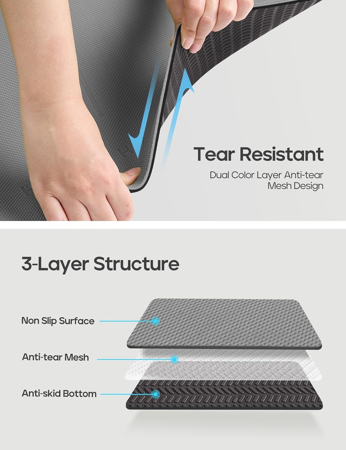 image:imageHeathyoga Yoga Mat Non Slip TPE Pilates Exercise Mats for Home Workout Gym Fitness Eco Friendly Thick Hot Yoga Mat with Strap Body Alignment72x 26 Thickness 14Charcoal