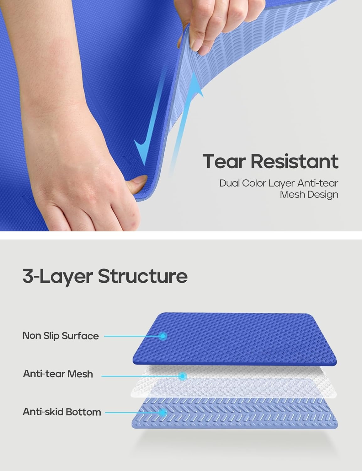 image:imageHeathyoga Yoga Mat Non Slip TPE Pilates Exercise Mats for Home Workout Gym Fitness Eco Friendly Thick Hot Yoga Mat with Strap Body Alignment72x 26 Thickness 14Blue