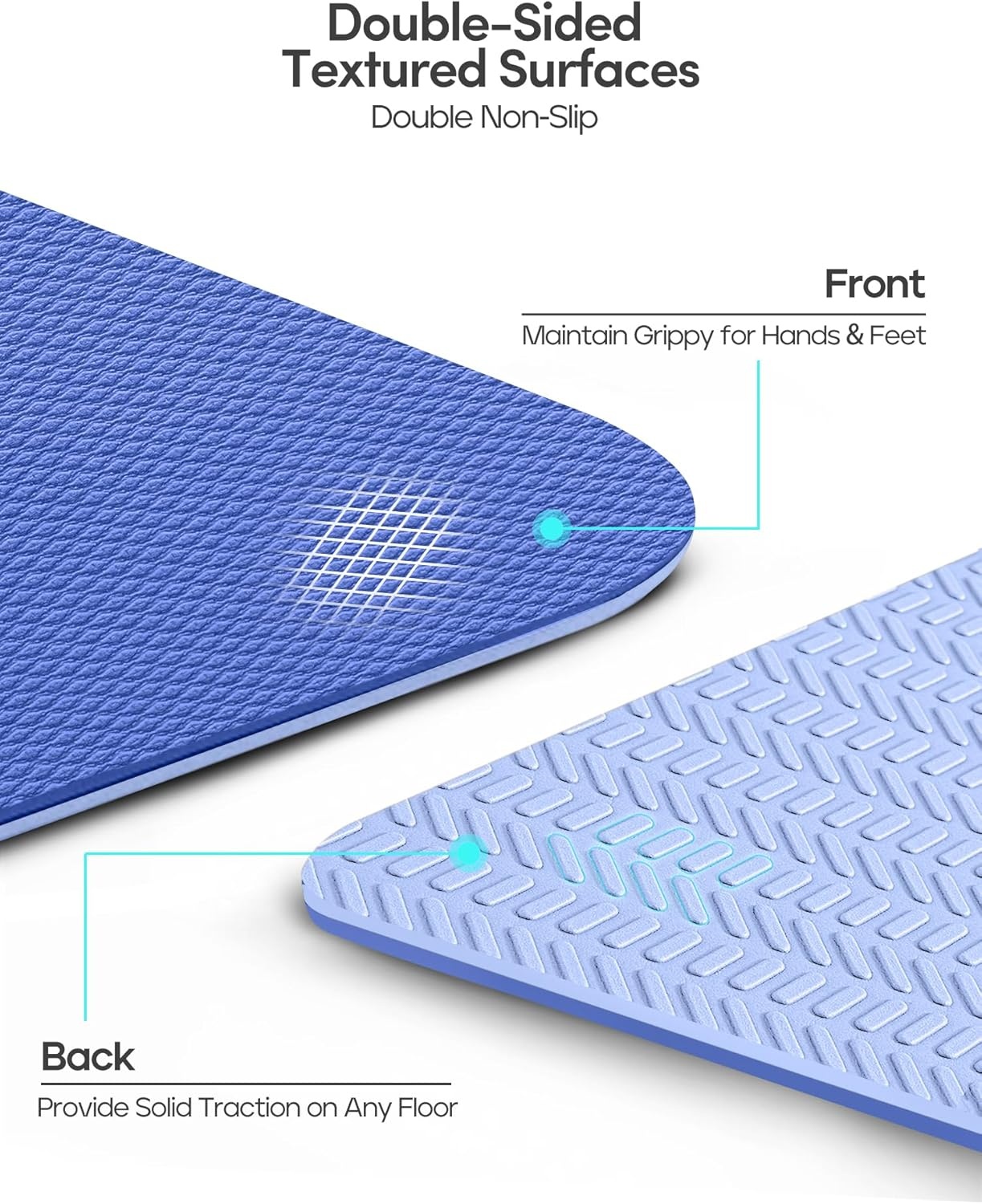 image:imageHeathyoga Yoga Mat Non Slip TPE Pilates Exercise Mats for Home Workout Gym Fitness Eco Friendly Thick Hot Yoga Mat with Strap Body Alignment72x 26 Thickness 14Blue
