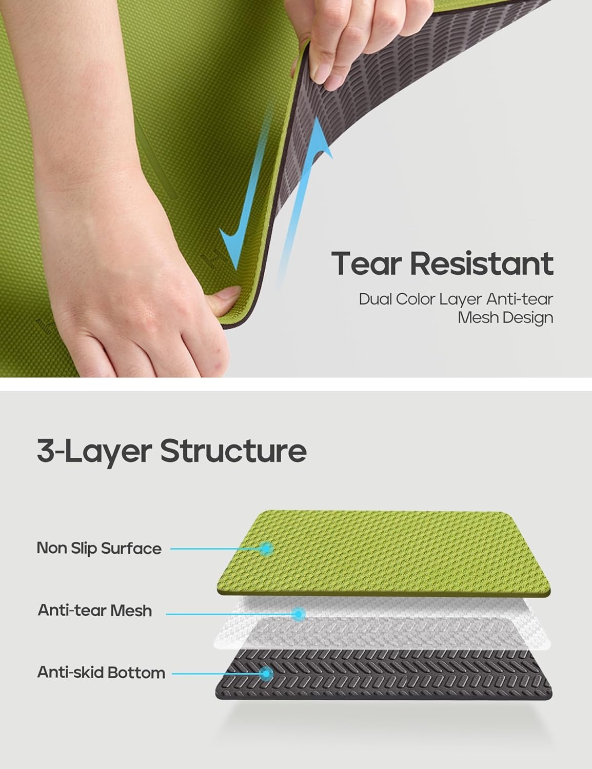 image:imageHeathyoga Yoga Mat Non Slip TPE Pilates Exercise Mats for Home Workout Gym Fitness Eco Friendly Thick Hot Yoga Mat with Strap Body Alignment72x 26 Thickness 14Grass Green