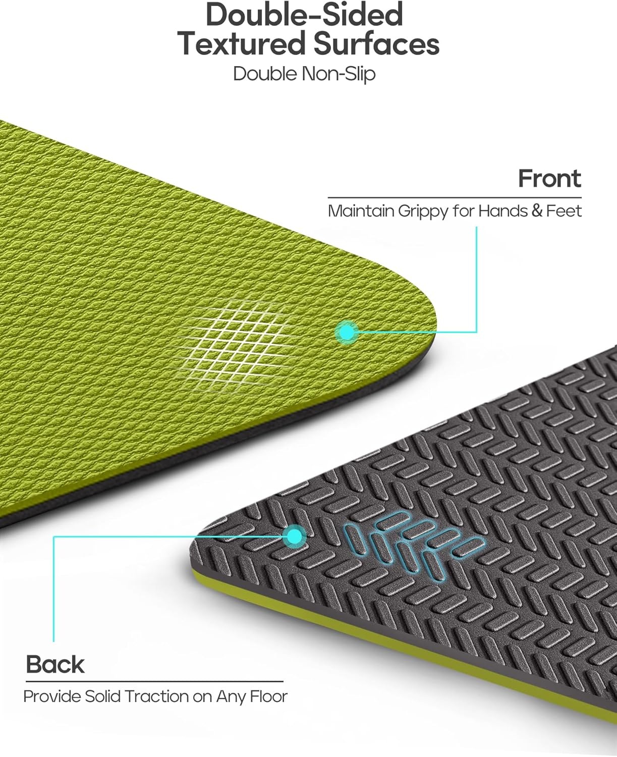 image:imageHeathyoga Yoga Mat Non Slip TPE Pilates Exercise Mats for Home Workout Gym Fitness Eco Friendly Thick Hot Yoga Mat with Strap Body Alignment72x 26 Thickness 14Grass Green