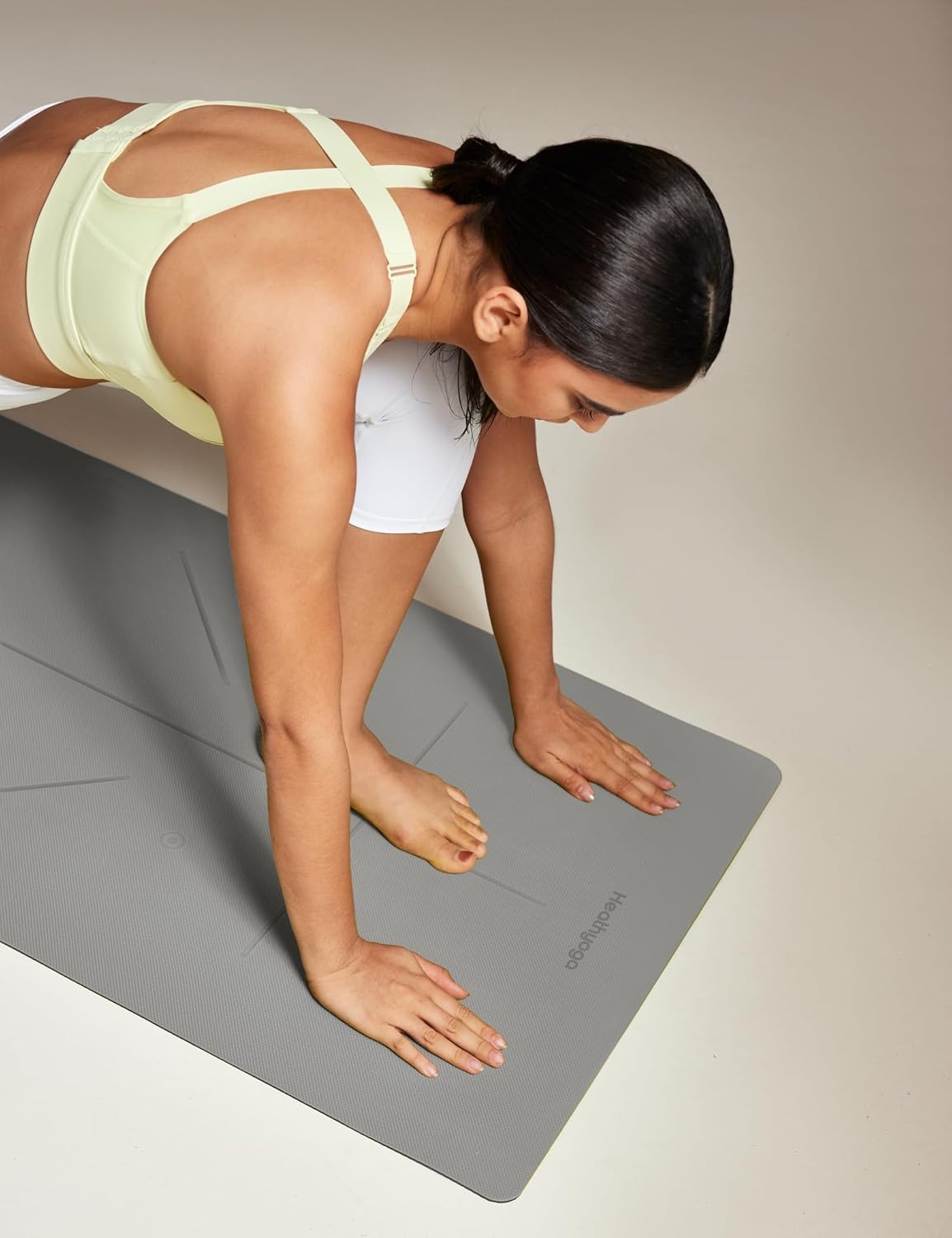 image:imageHeathyoga Yoga Mat Non Slip TPE Pilates Exercise Mats for Home Workout Gym Fitness Eco Friendly Thick Hot Yoga Mat with Strap Body Alignment72x 26 Thickness 14Charcoal