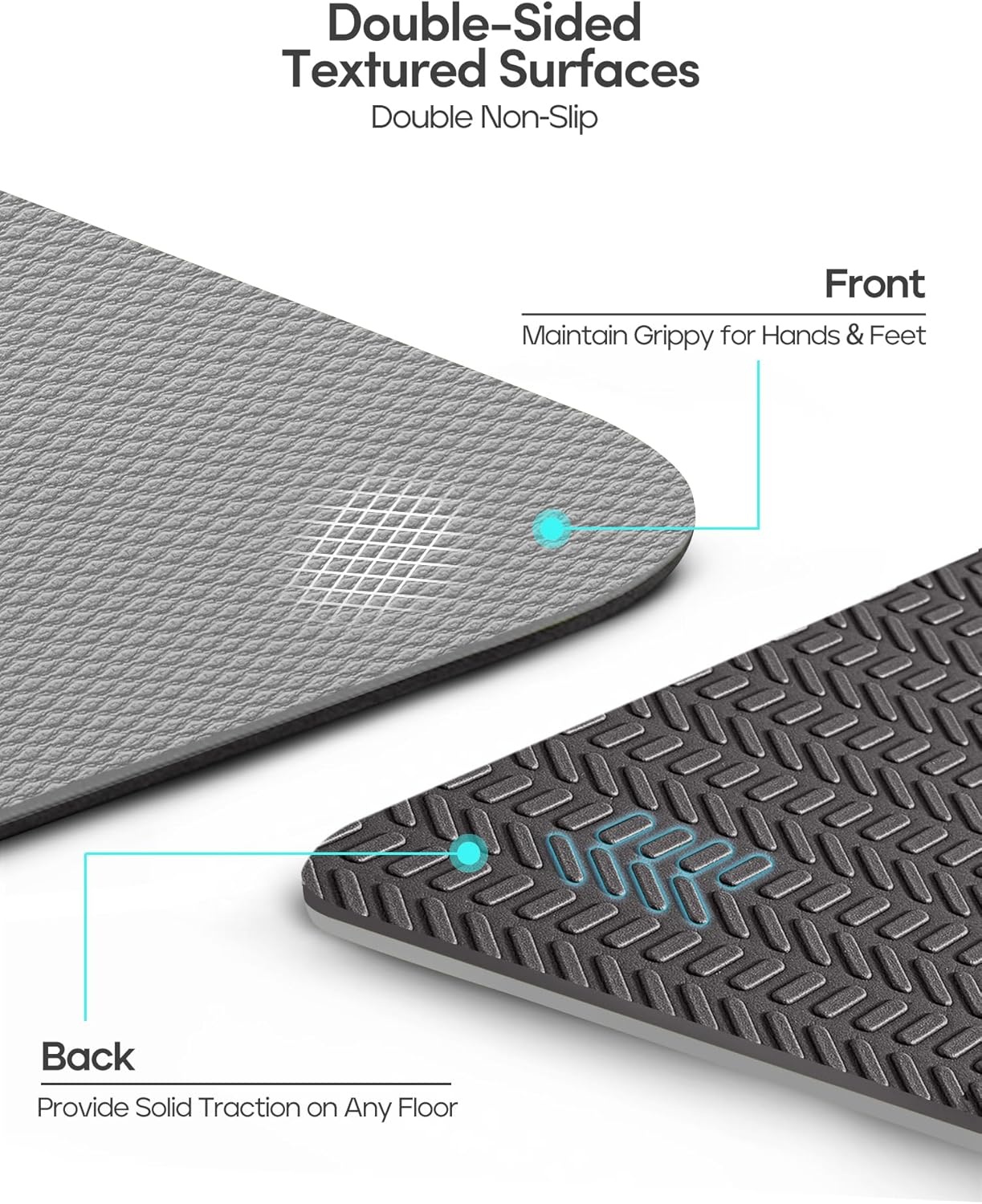 image:imageHeathyoga Yoga Mat Non Slip TPE Pilates Exercise Mats for Home Workout Gym Fitness Eco Friendly Thick Hot Yoga Mat with Strap Body Alignment72x 26 Thickness 14Charcoal