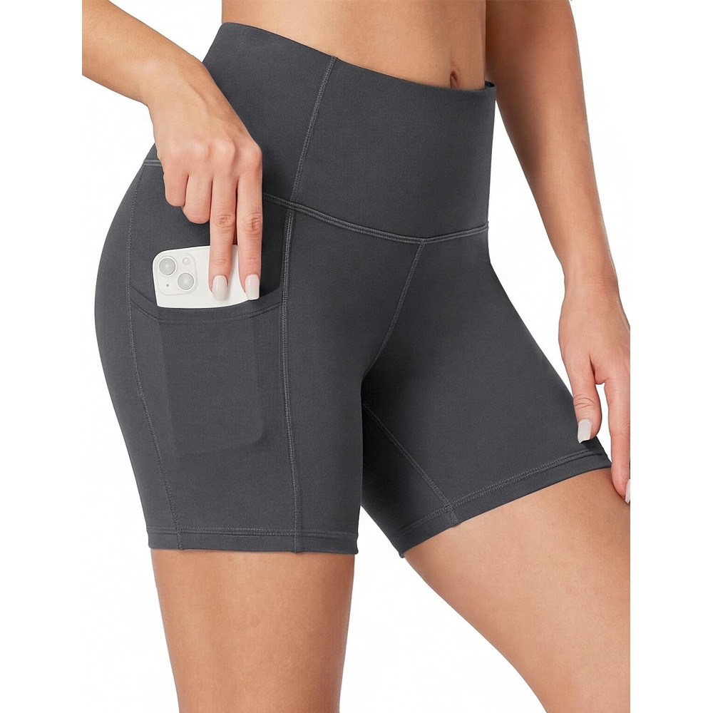 image:imageHeathyoga Biker Shorts Women Tummy Control 5 Workout Shorts Women with Pockets High Waisted Spandex Short for Gym YogaGray