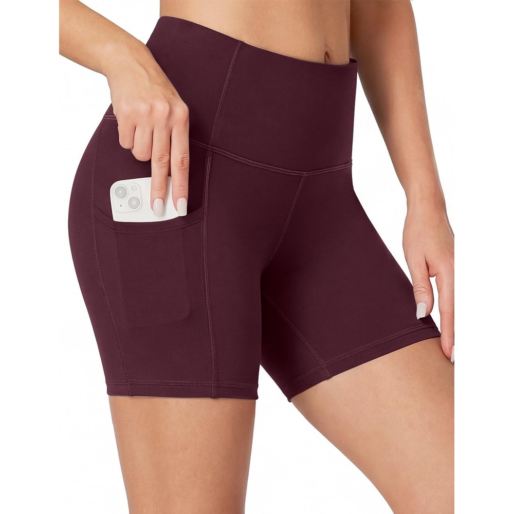image:imageHeathyoga Biker Shorts Women Tummy Control 5 Workout Shorts Women with Pockets High Waisted Spandex Short for Gym YogaMaroon