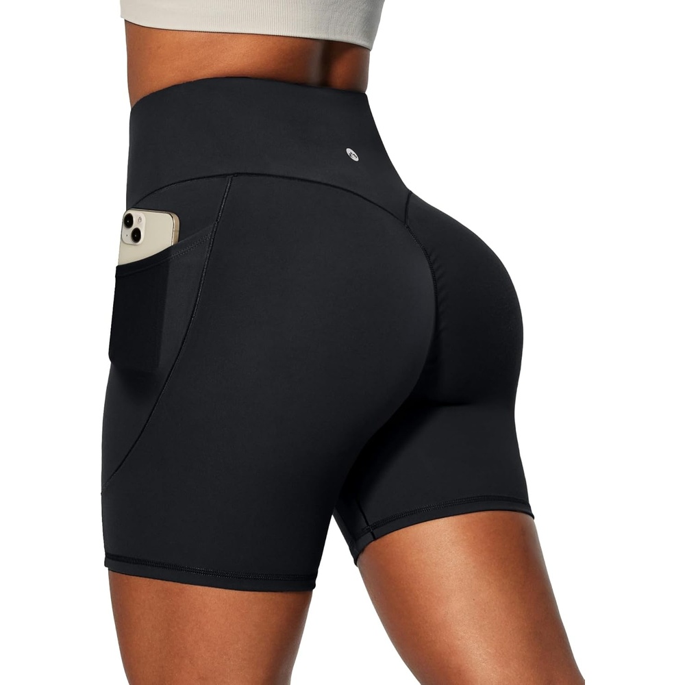 image:imageHeathyoga Biker Shorts Women Tummy Control 6 Butt Lifting Workout Shorts with Pockets Compression Yoga Shorts Spandex GymBlack