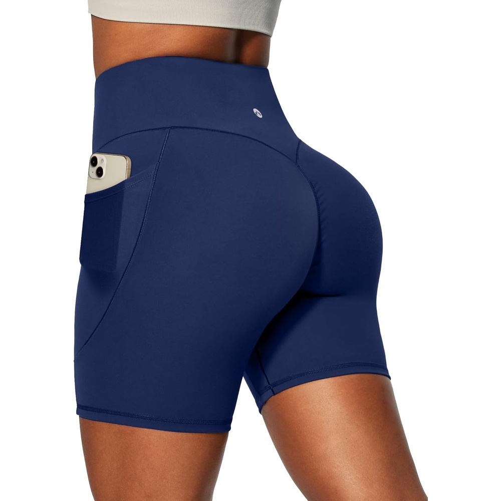 image:imageHeathyoga Biker Shorts Women Tummy Control 6 Butt Lifting Workout Shorts with Pockets Compression Yoga Shorts Spandex GymNavy Blue