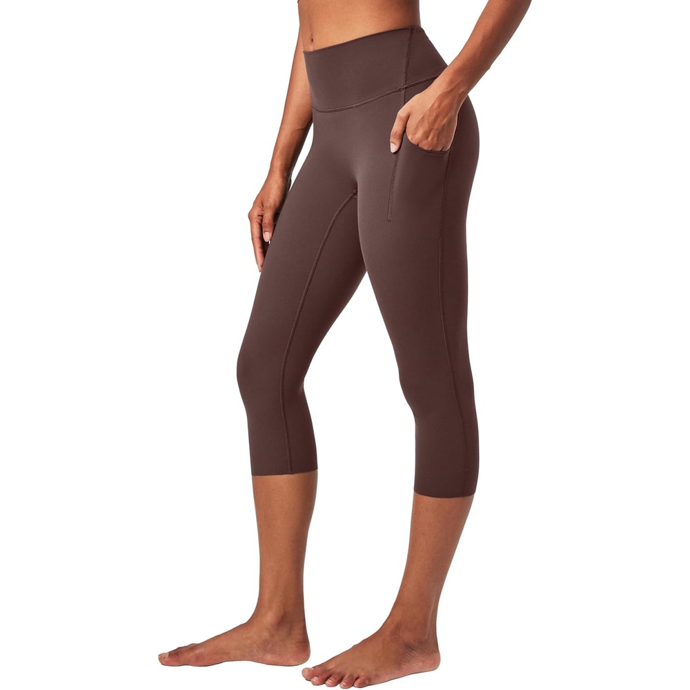 image:imageHeathyoga Buttery Soft Capri Leggings with Pockets for Women Tummy Control Capri Pants High Waisted Yoga Pants WomenBrown