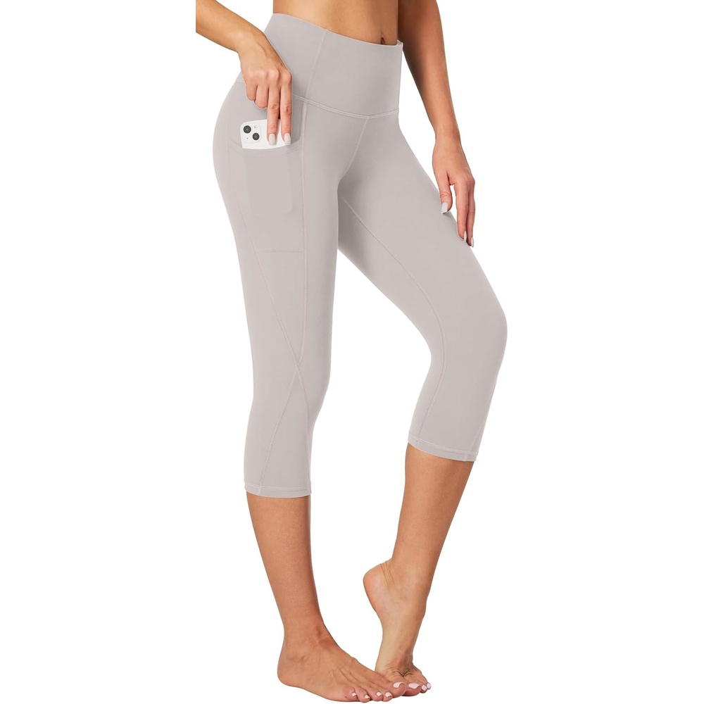 image:imageHeathyoga Capri Leggings for Women High Waisted Capri Leggings with Pockets for Women Tummy Control Yoga Pants WomenBeige
