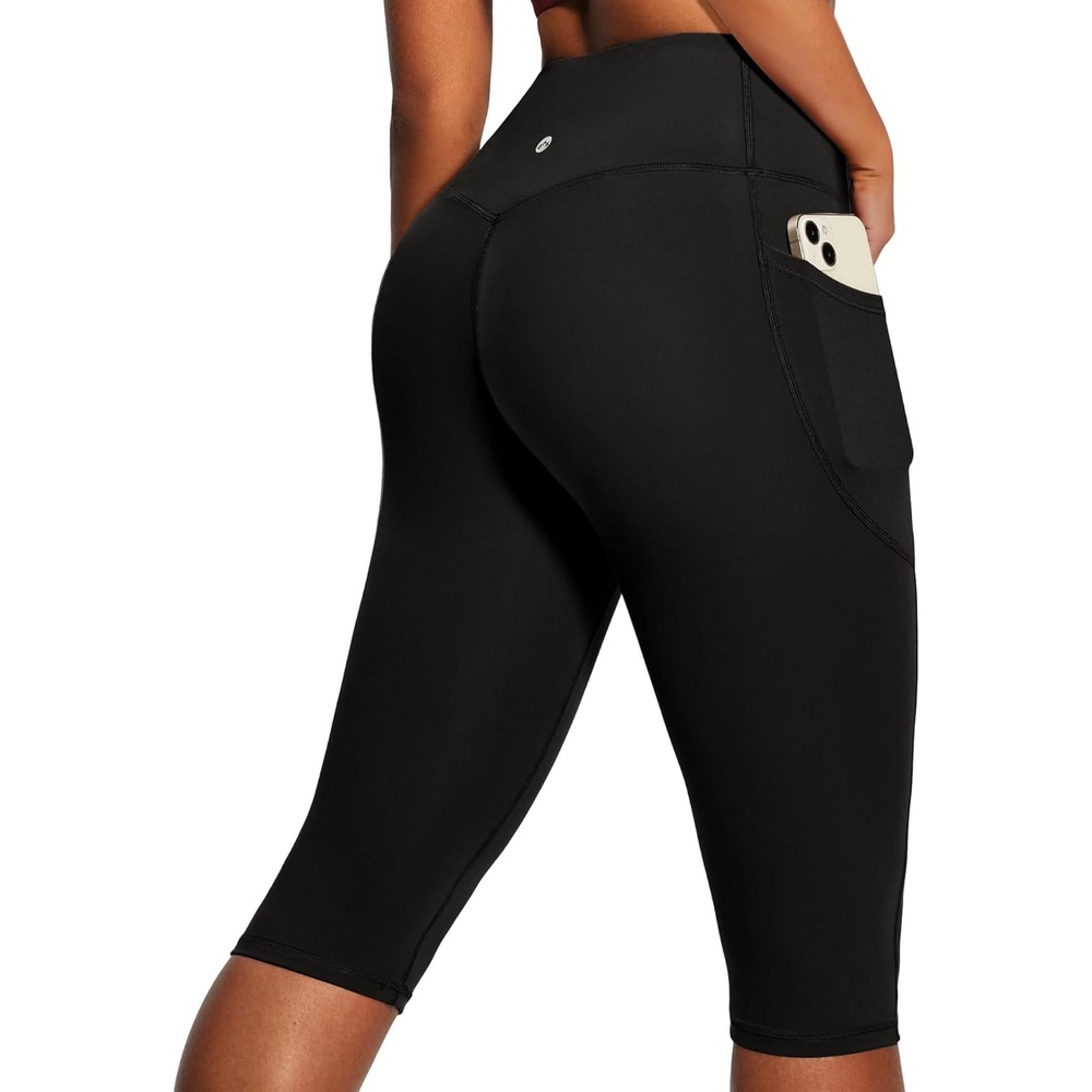 image:imageHeathyoga Capri Leggings with Pockets for Women Tummy Control Knee Length Leggings Yoga Pants Women Capri Pants WorkoutBlack