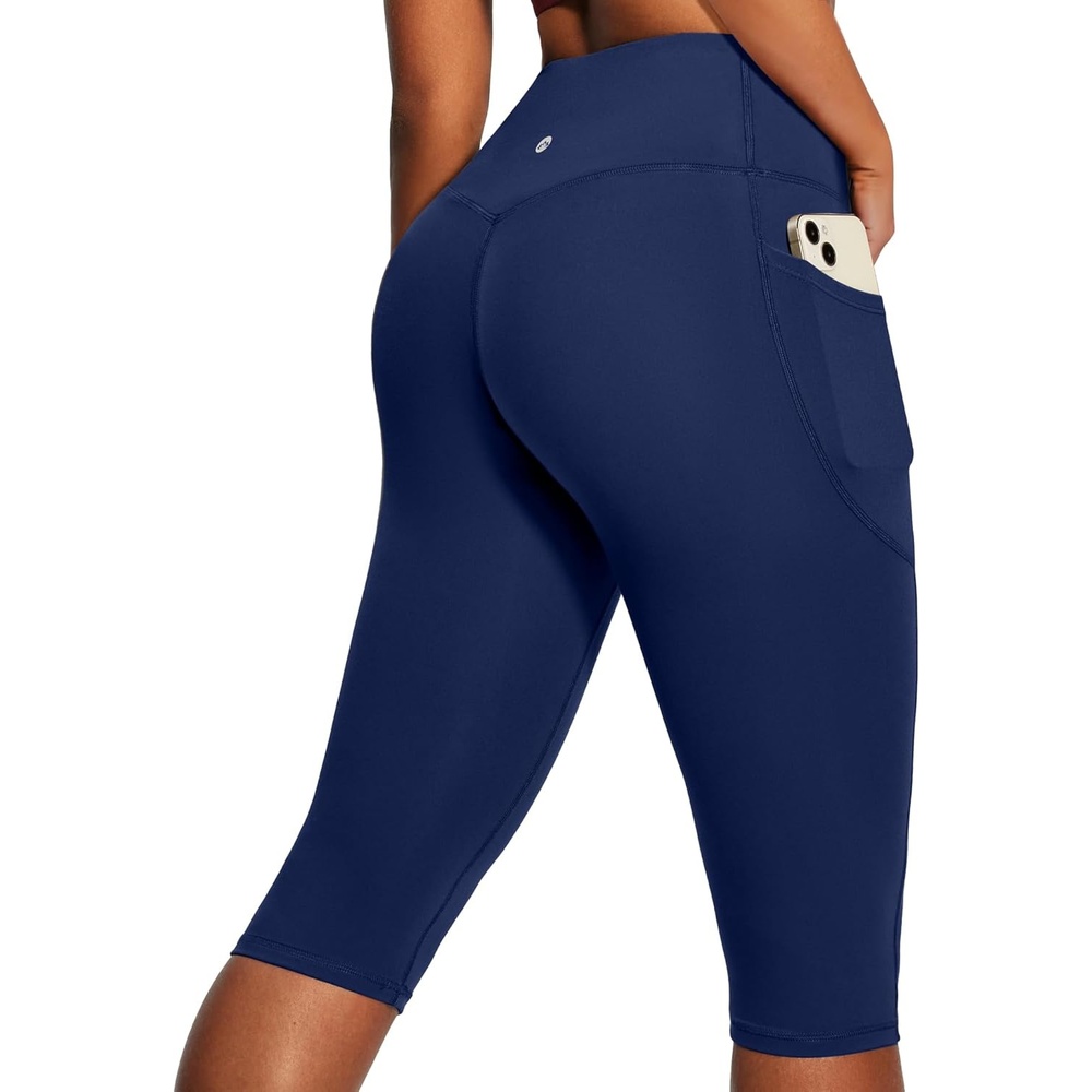 image:imageHeathyoga Capri Leggings with Pockets for Women Tummy Control Knee Length Leggings Yoga Pants Women Capri Pants WorkoutNavy Blue