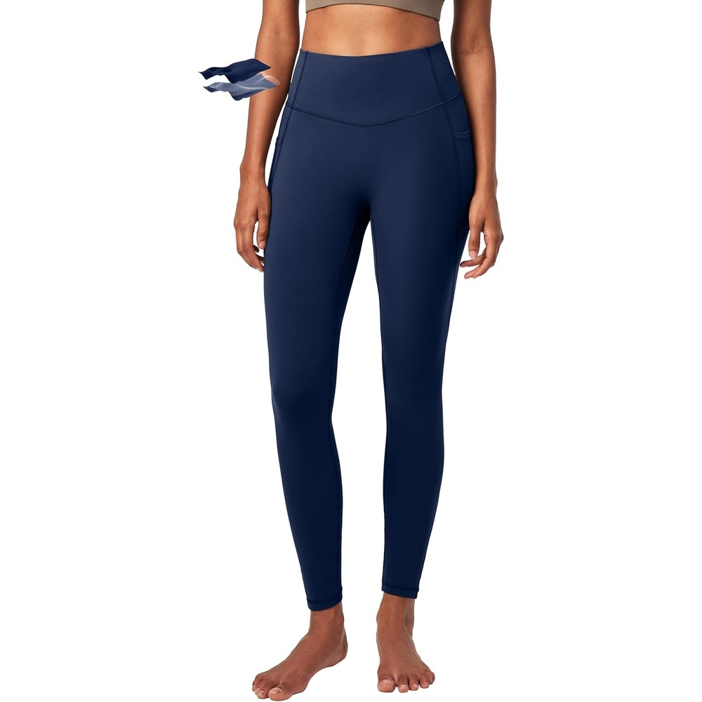image:imageHeathyoga Compression Leggings for Women Tummy Control No Front Seam Leggings with Pockets for Women Workout Yoga PantsBlue