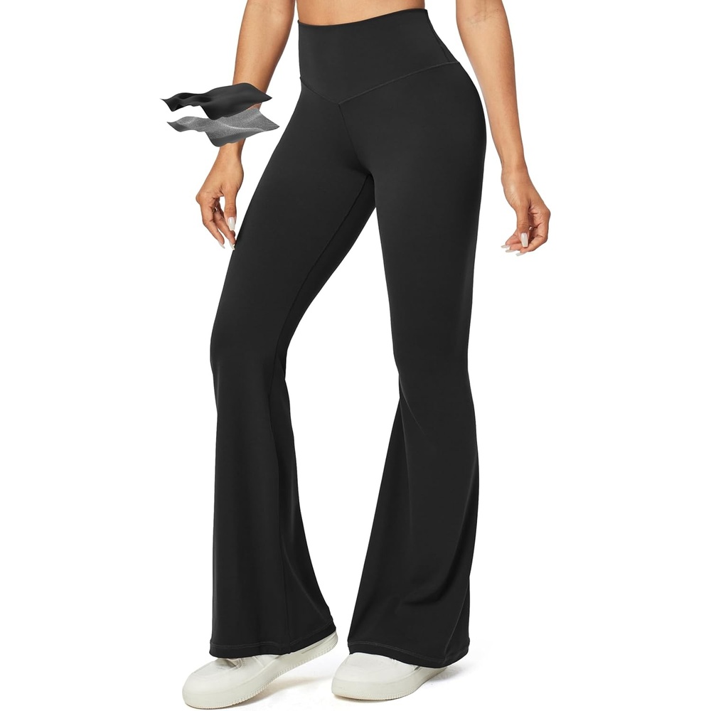 image:imageHeathyoga Flare Leggings for Women Tummy Control Yoga Pants Women Flared Leggings with Pocket Bell Bottom LeggingBlack