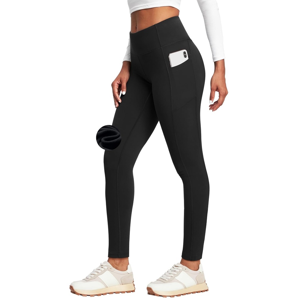 image:imageHeathyoga Fleece Lined Leggings with Pockets for Women Thermal Leggings Warm Leggings Women Winter High Waisted Yoga PantsBlack