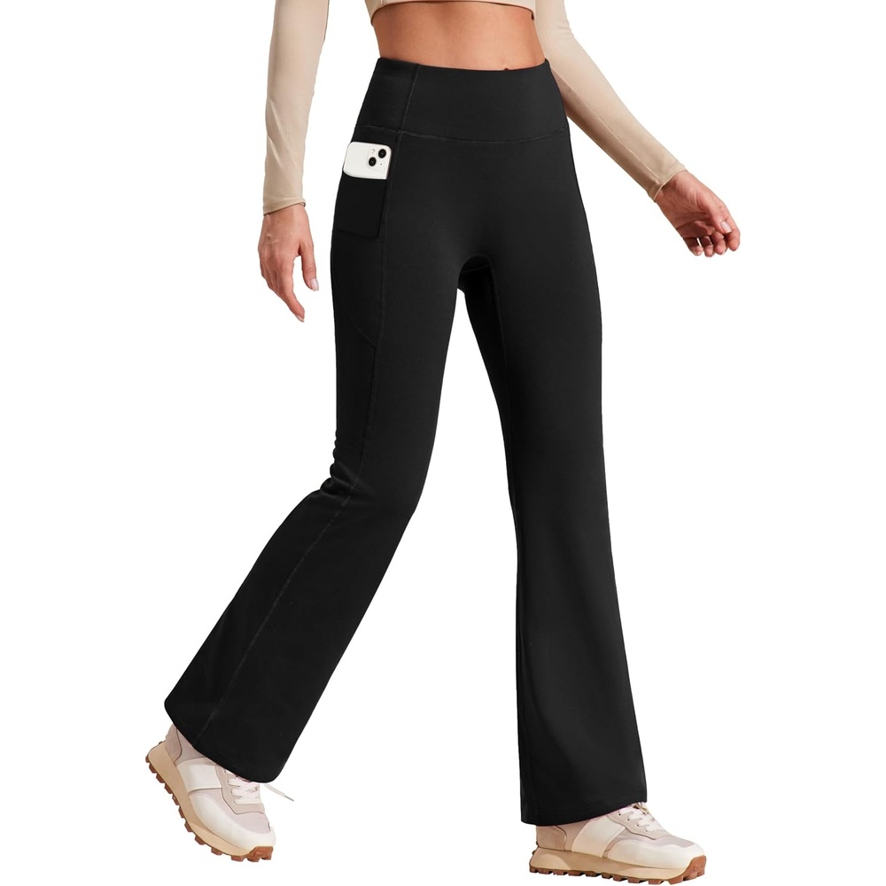 image:imageHeathyoga Fleece Lined Pants Women Yoga Pants with Pockets for Women Thermal Pants High Waist Flare Leggings for WinterBlack