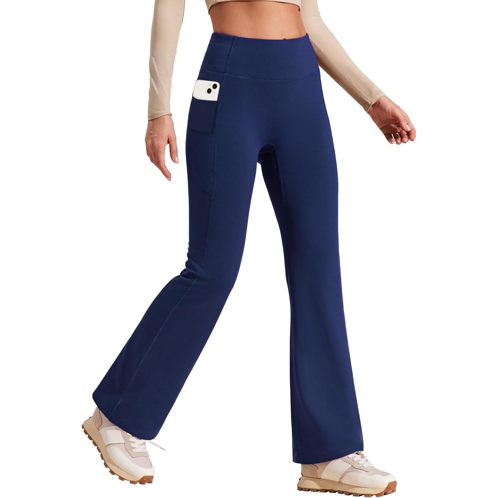 image:imageHeathyoga Fleece Lined Pants Women Yoga Pants with Pockets for Women Thermal Pants High Waist Flare Leggings for WinterBlue