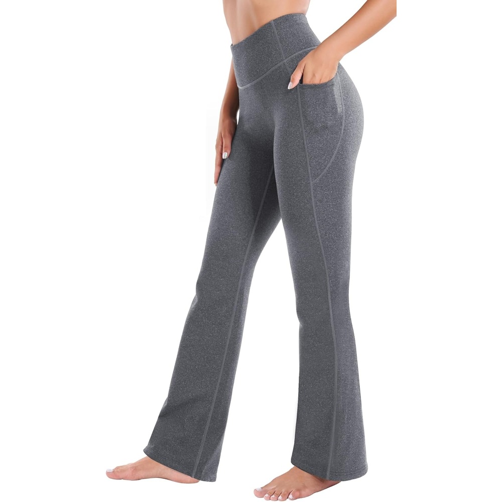 image:imageHeathyoga Fleece Lined Pants Women Yoga Pants with Pockets for Women Thermal Pants High Waist Flare Leggings for WinterCharcoal