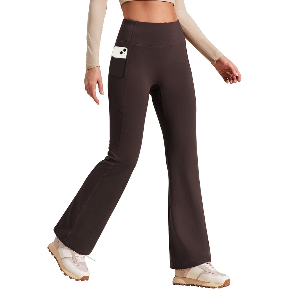 image:imageHeathyoga Fleece Lined Pants Women Yoga Pants with Pockets for Women Thermal Pants High Waist Flare Leggings for WinterEspresso