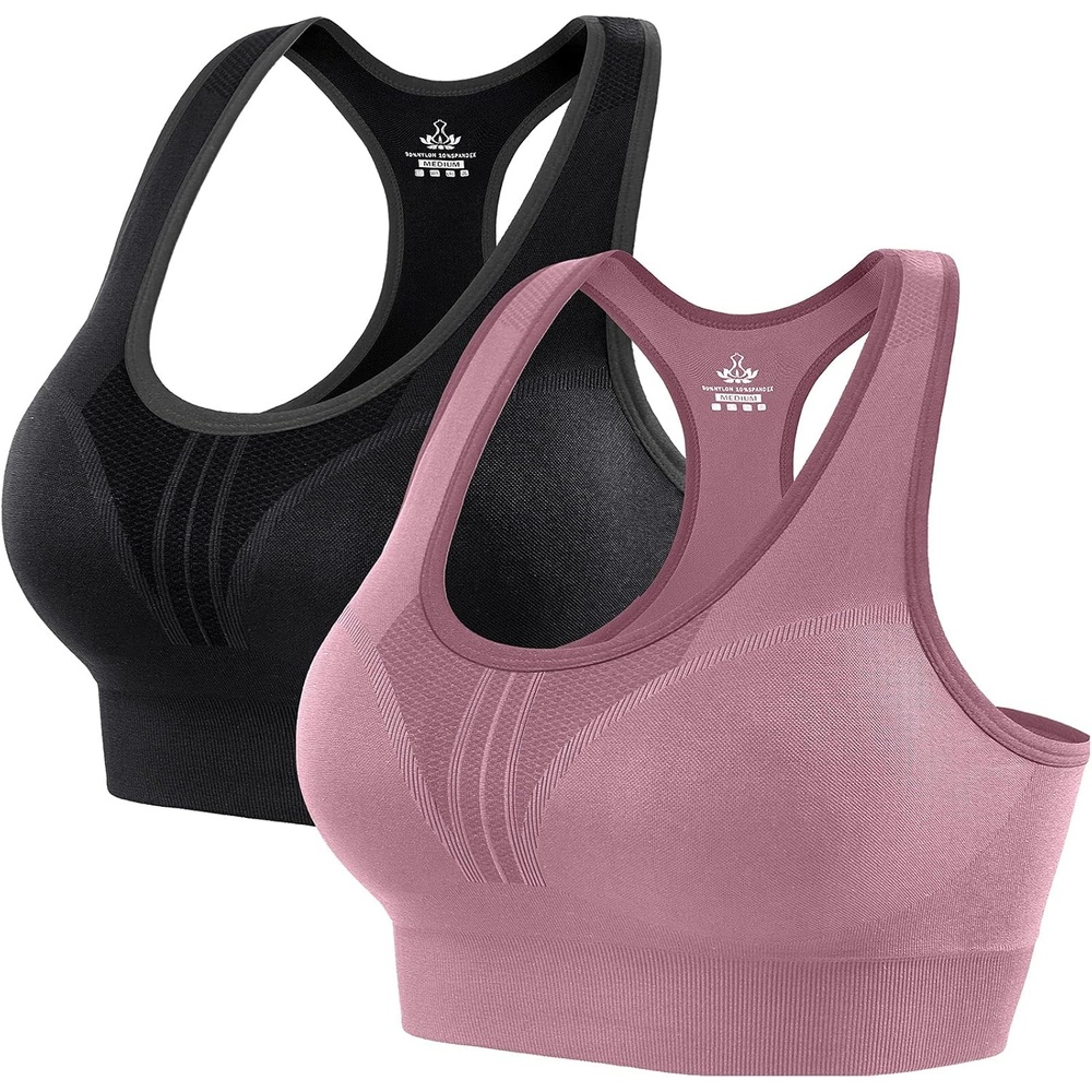 image:imageHeathyoga High Impact Sports Bras for Women High Support Padded Sports Bra Pack Racerback Bras for Women Workout Bra Sets2 Packsblackpink