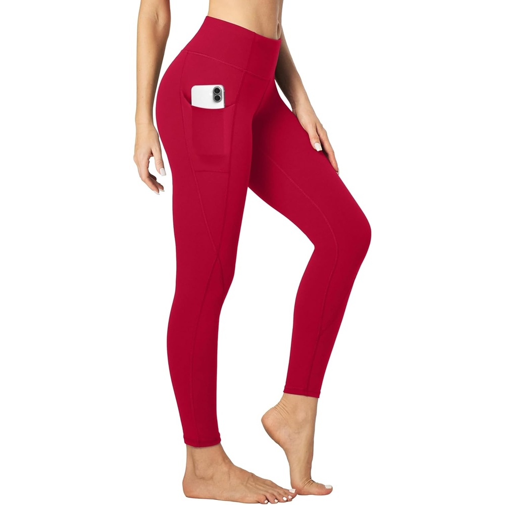 image:imageHeathyoga Leggings with Pockets for Women Tummy Control High Waisted Yoga Pants Women Compression Workout LeggingsRuby Red