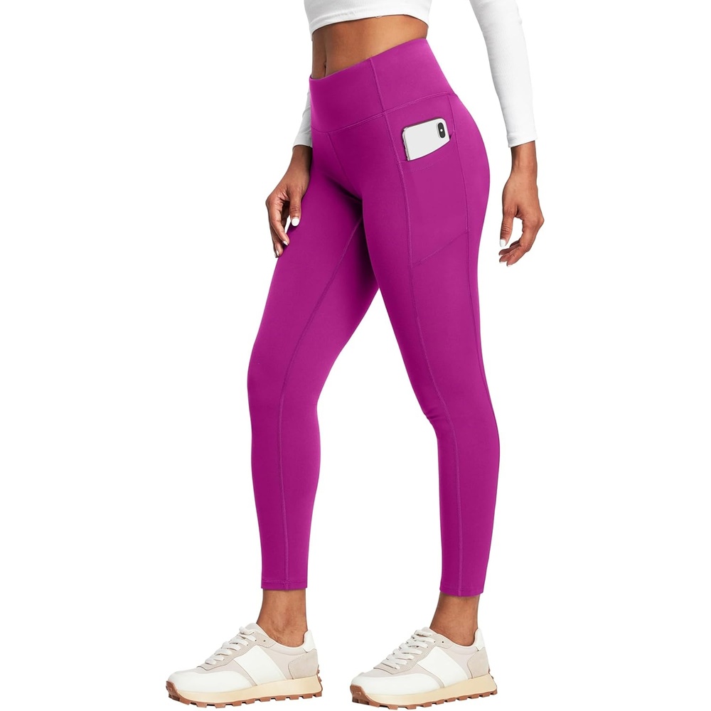 image:imageHeathyoga Leggings with Pockets for Women Tummy Control High Waisted Yoga Pants with Pockets for Women Compression LeggingsDeep Magenta