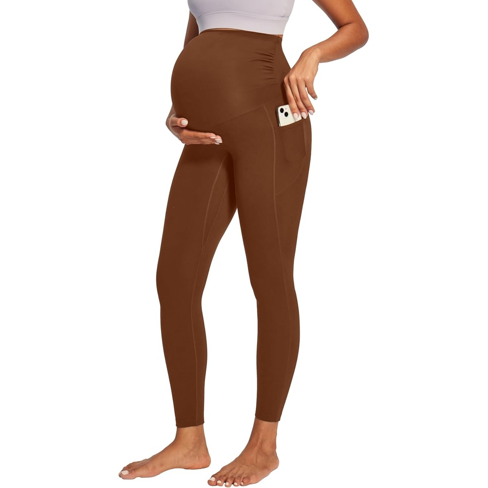 image:imageHeathyoga Maternity Leggings with Pockets Pregnancy Leggings for Women Maternity Workout Leggings Maternity Yoga PantsBrown