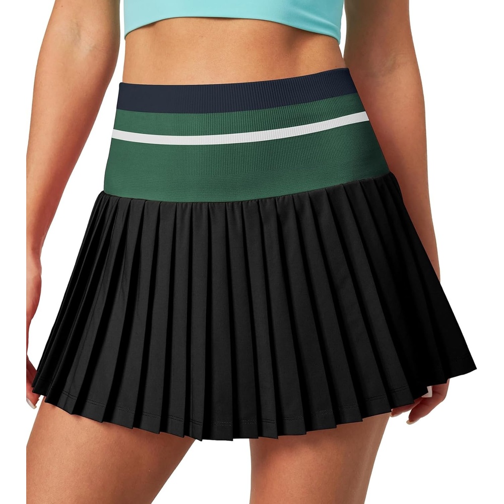 image:imageHeathyoga Pleated Tennis Skirt with Pockets for Women Tennis Skort for Woman High Waisted Golf Skirts Athletic SkirtBlack Green
