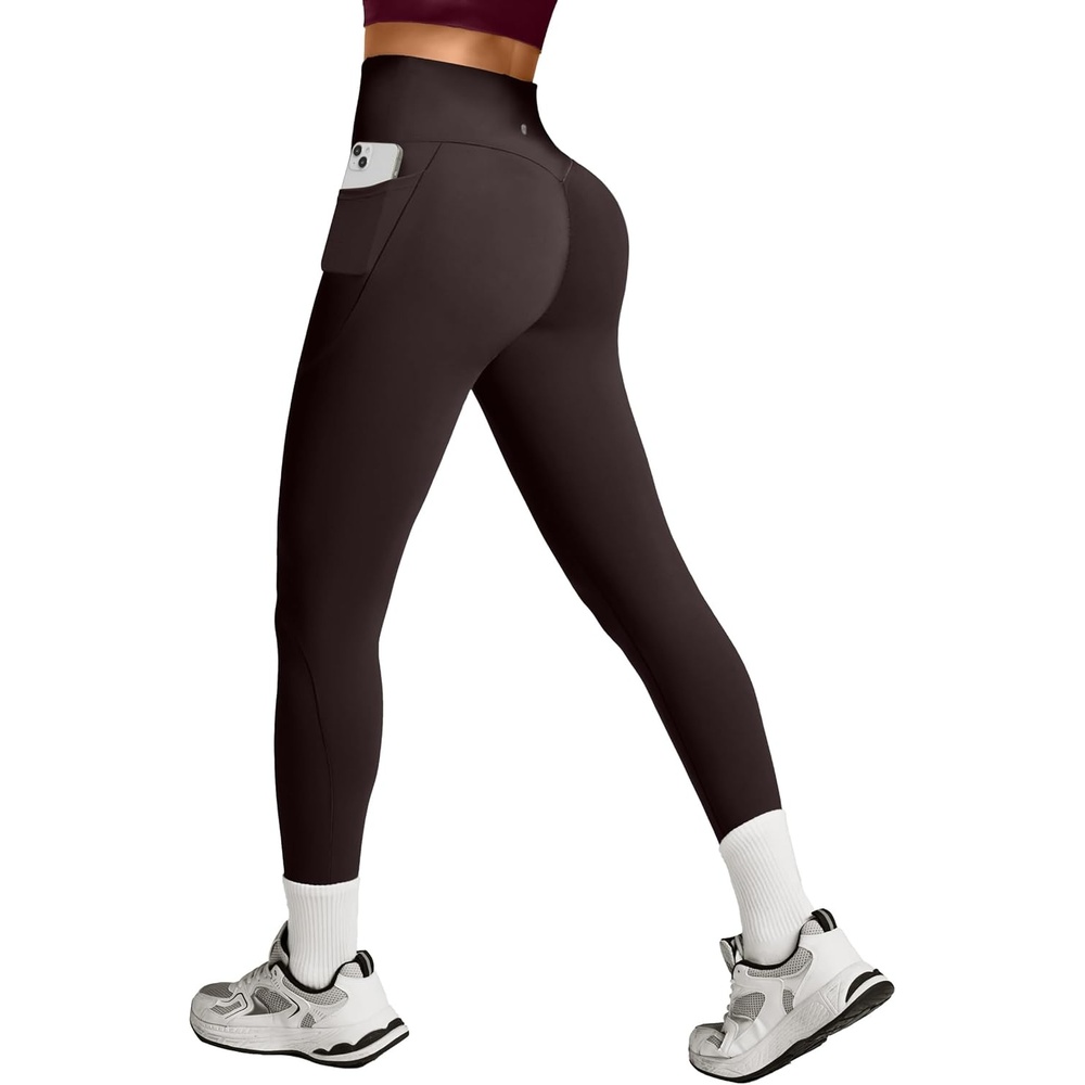 image:imageHeathyoga Scrunch Butt Lifting Leggings with Pockets for Women Tummy Control Compression Leggings No Front Seam Yoga PantsEspresso
