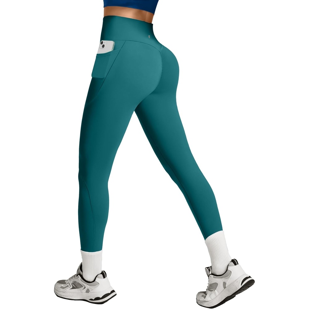 image:imageHeathyoga Scrunch Butt Lifting Leggings with Pockets for Women Tummy Control Compression Leggings No Front Seam Yoga PantsOcean Green