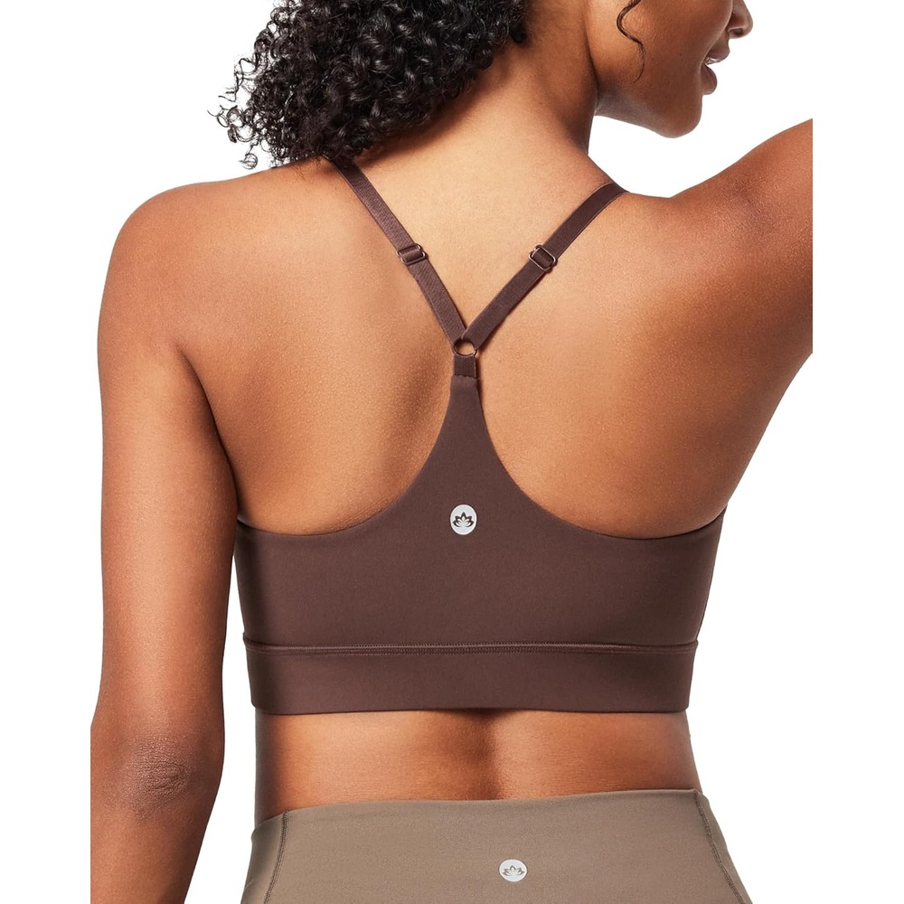 image:imageHeathyoga Sports Bras for Women Adjustable Strappy Sports Bra YBack Low Impact Racerback Workout Bra with Removable PadsBrown