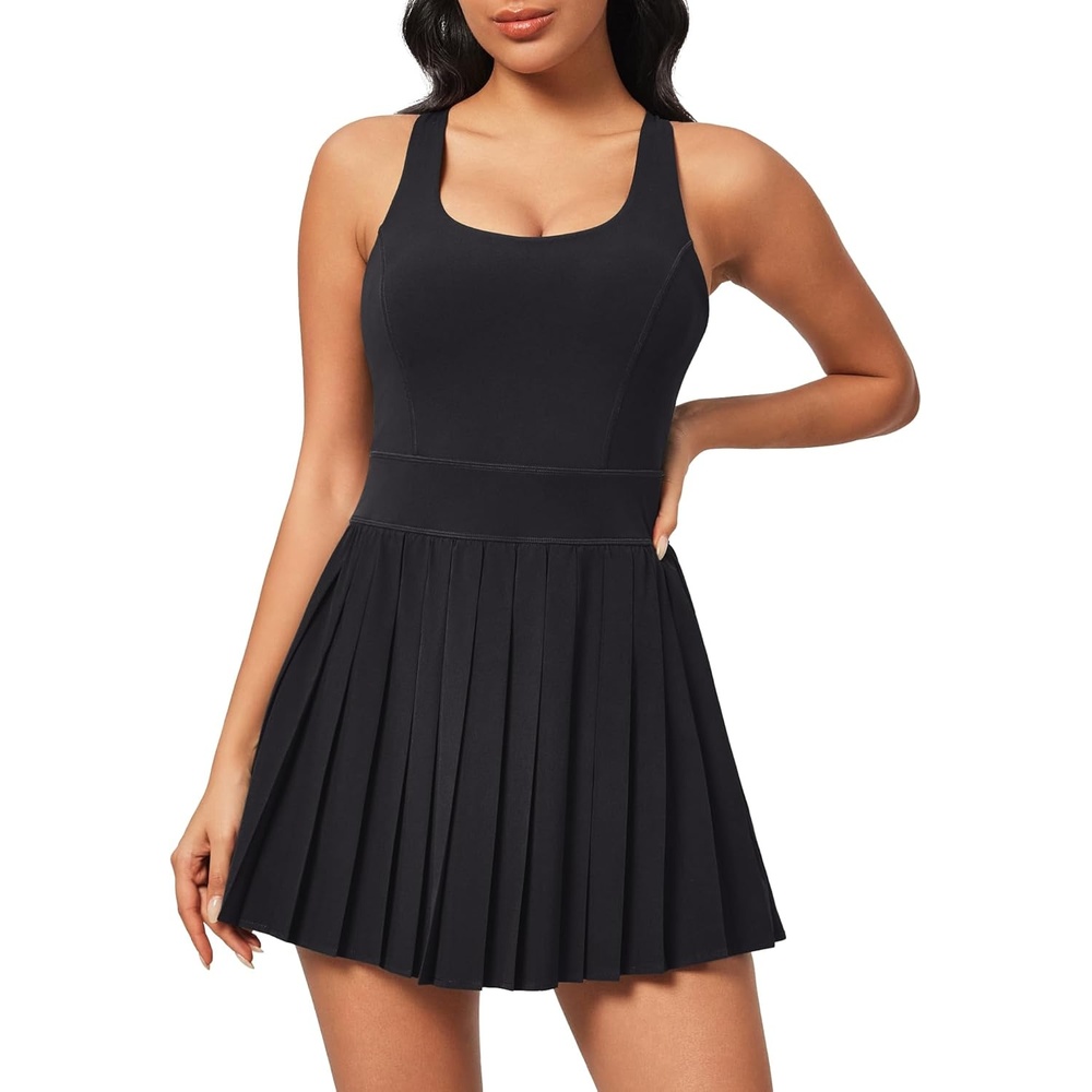 image:imageHeathyoga Tennis Dresses for Women with Shorts and Bra Athletic Dress for Women Workout Dress with Pockets for GolfBlack