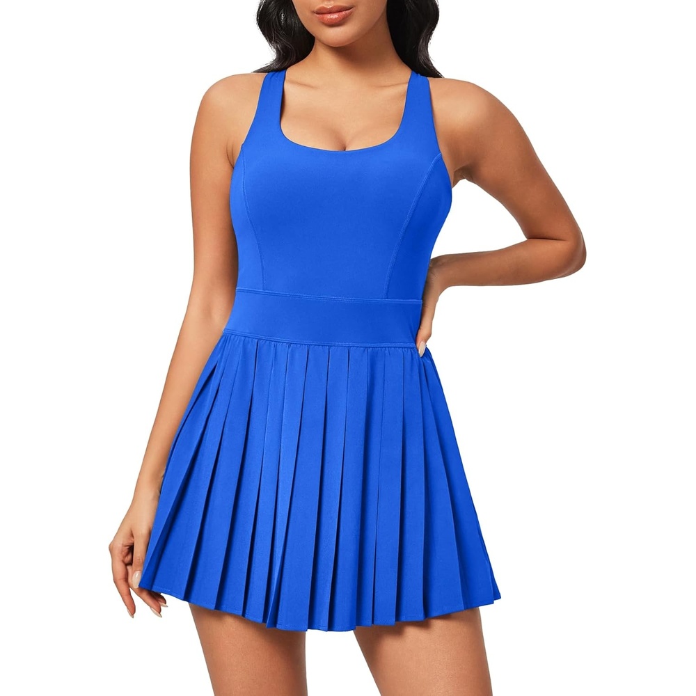 image:imageHeathyoga Tennis Dresses for Women with Shorts and Bra Athletic Dress for Women Workout Dress with Pockets for GolfBlue