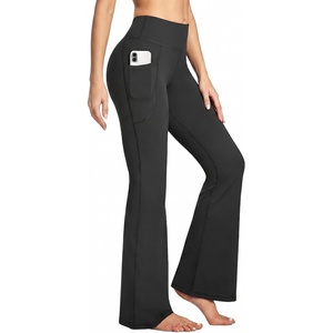 image:imageHeathyoga 283032 Yoga Pants Women Wide Leg Yoga Pants with Pockets for Women Flare Leggings Bootcut Work Dress PantsBlack
