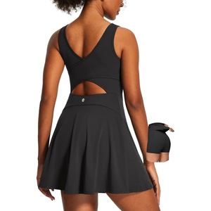 image:imageHeathyoga Athletic Dress for Women Easy Peasy Tennis Dress with Shorts Underneath Workout Active Golf Dresses for WomenBlack