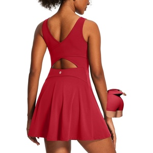 image:imageHeathyoga Athletic Dress for Women Easy Peasy Tennis Dress with Shorts Underneath Workout Active Golf Dresses for WomenRuby Red