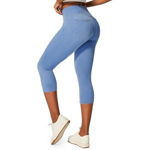 image:imageHeathyoga Capri Jeans for Women Stretchy Pull On Jeggings for Women Denim Jean Capris Pants Capri Leggings with PocketsBaby Blue