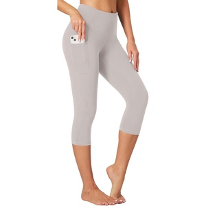 image:imageHeathyoga Capri Leggings for Women High Waisted Capri Leggings with Pockets for Women Tummy Control Yoga Pants WomenBeige
