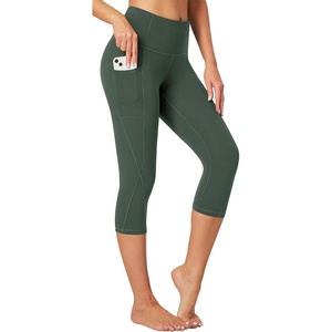 image:imageHeathyoga Capri Leggings for Women High Waisted Capri Leggings with Pockets for Women Tummy Control Yoga Pants WomenCapri Army Green
