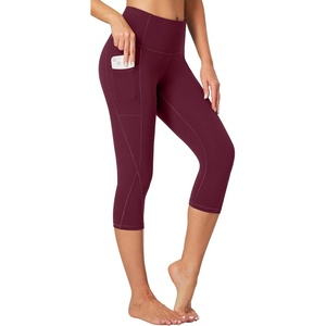 image:imageHeathyoga Capri Leggings for Women High Waisted Capri Leggings with Pockets for Women Tummy Control Yoga Pants WomenCapri Wine