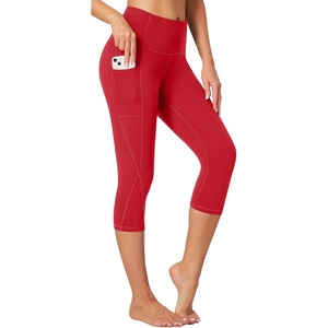 image:imageHeathyoga Capri Leggings for Women High Waisted Capri Leggings with Pockets for Women Tummy Control Yoga Pants WomenRuby Red