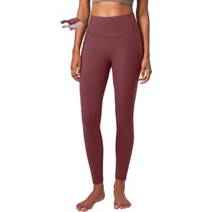 image:imageHeathyoga Compression Leggings for Women Tummy Control No Front Seam Leggings with Pockets for Women Workout Yoga PantsWine
