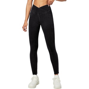 image:imageHeathyoga Crossover Jeggings for Women Tummy Control Pull on Stretchy Jeans for Women High Waisted Skinny JeansBlack