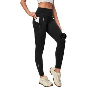 image:imageHeathyoga Fleece Lined Leggings Women with Pockets Waterproof Hiking Pants Women Warm Thermal Leggings Winter Pants RunningBlack