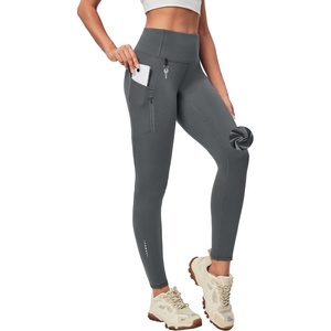 image:imageHeathyoga Fleece Lined Leggings Women with Pockets Waterproof Hiking Pants Women Warm Thermal Leggings Winter Pants RunningGrey