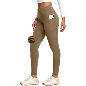 image:imageHeathyoga Fleece Lined Leggings with Pockets for Women Thermal Leggings Warm Leggings Women Winter High Waisted Yoga PantsKhaki