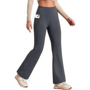 image:imageHeathyoga Fleece Lined Pants Women Yoga Pants with Pockets for Women Thermal Pants High Waist Flare Leggings for WinterGrey