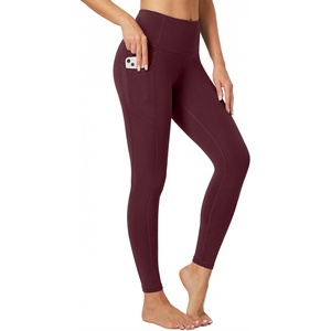image:imageHeathyoga Leggings with Pockets for Women Tummy Control High Waisted Yoga Pants with Pockets for Women Compression LeggingsWine